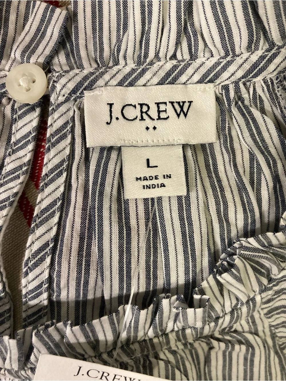 J. Crew Blue and White Striped Cotton Blouse